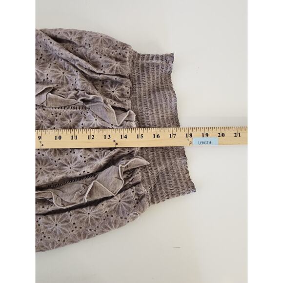 YOUNG FABULOUS & BROKE Gray Ruffle Short Sleeve Cotton Boho Hippie Top SZ S - Picture 8 of 8